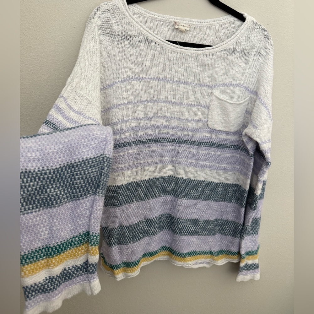 Hem & Thread Lavender and White Striped Cozy Knit Sweater Size Large - Picture 4 of 6